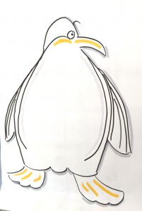 Karikatur von einem Pinguin