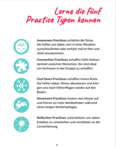 Foto von einer Broschüre der 5 Practice Typen