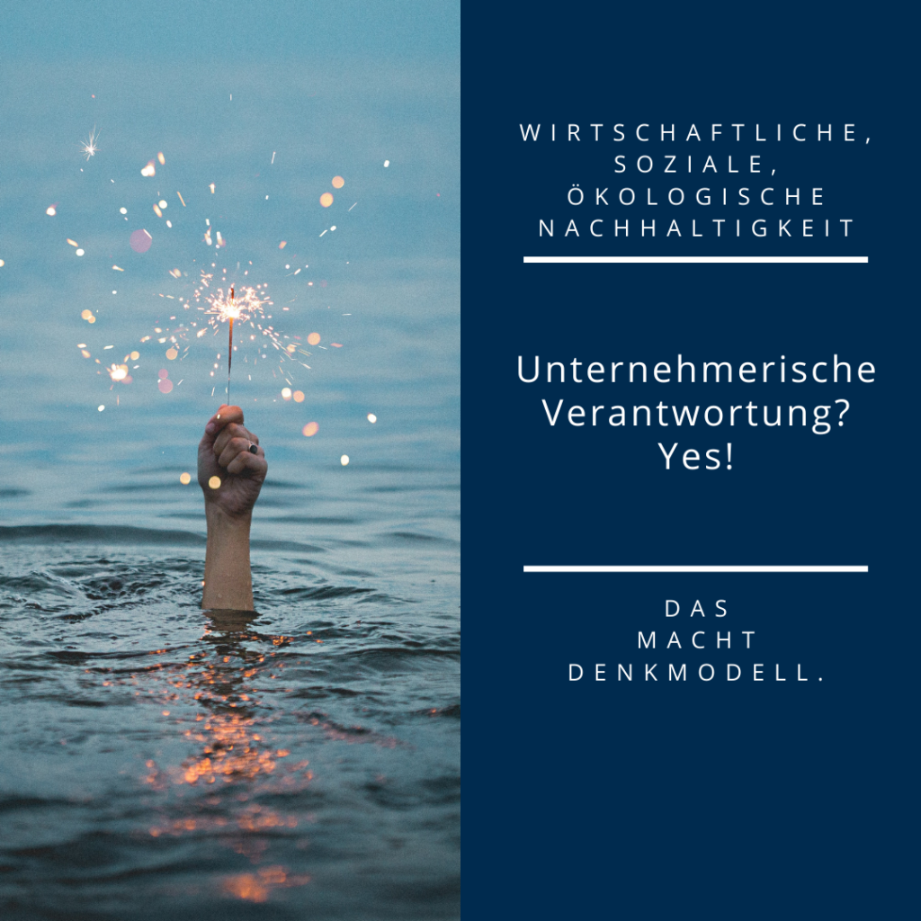 Photo einer Hand, die aus dem Wasser ragt und eine Wunderkerze hält, auf der rechten Seite Disclaimer zu unserer Unternehmensverantwortung.